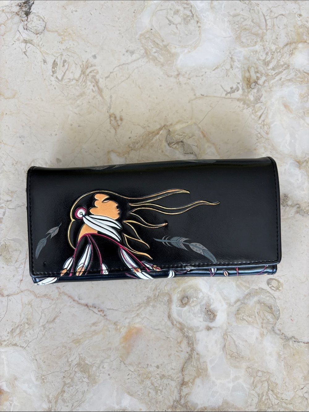 “Eagle's Gift” Long Wallet by Canadian First Nations Sioux Artist Maxine Noel - Picture 2 of 12